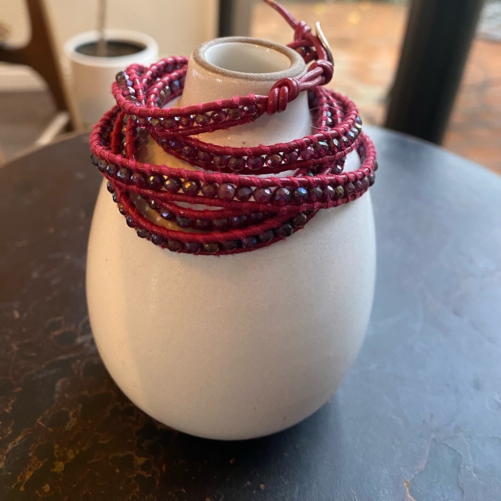 Chan Luu Merlot Leather Wrap Bracet